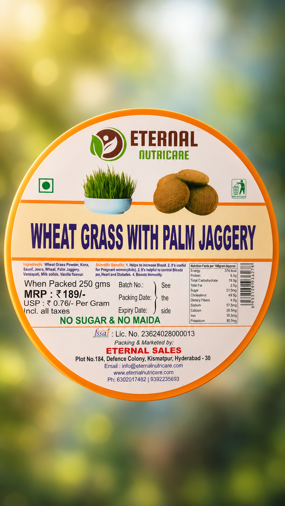 Wheat grass with palm jaggery